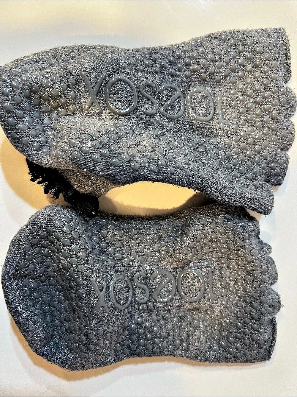 Yoga pilates grip socks Gray & Black Lace Trim Set Like New toesox